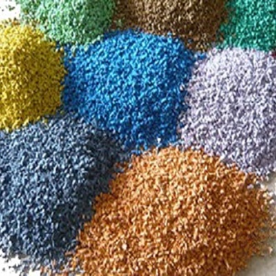 Colored rubber granules